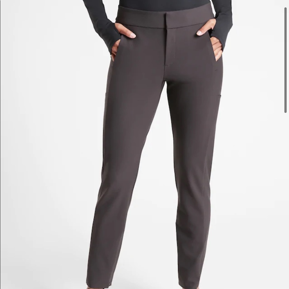 Wool trousers with black cotton waist and ankles.